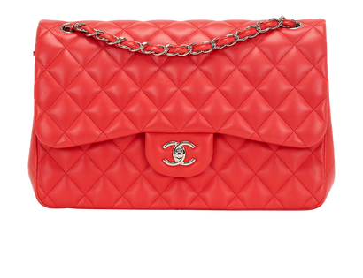 Jumbo Double Flap, &pound;4,800, Handbags, Red, Lambskin Leather, Front view